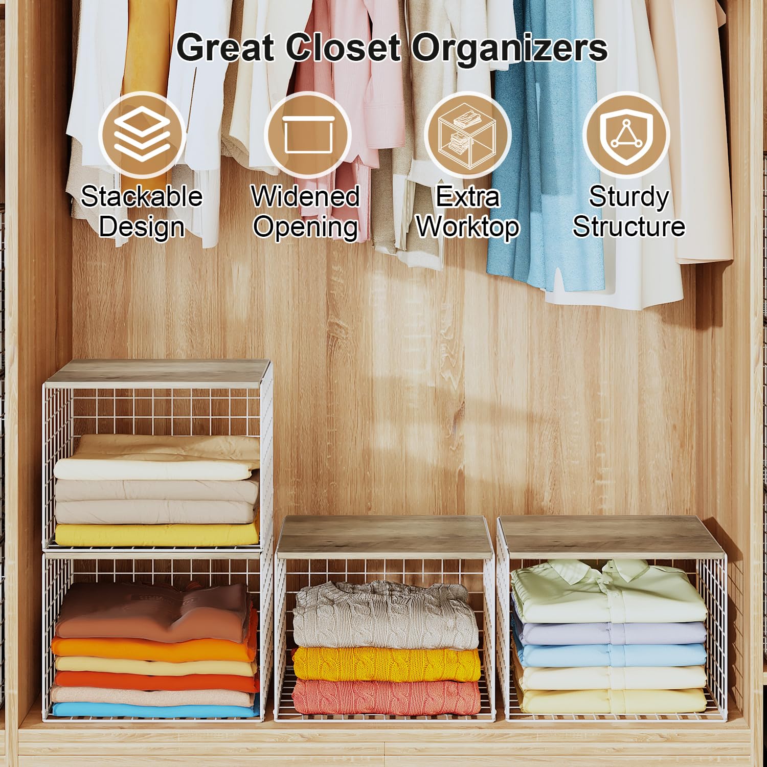 Cidaziya stackable bin with see-through design enables quick item checks.