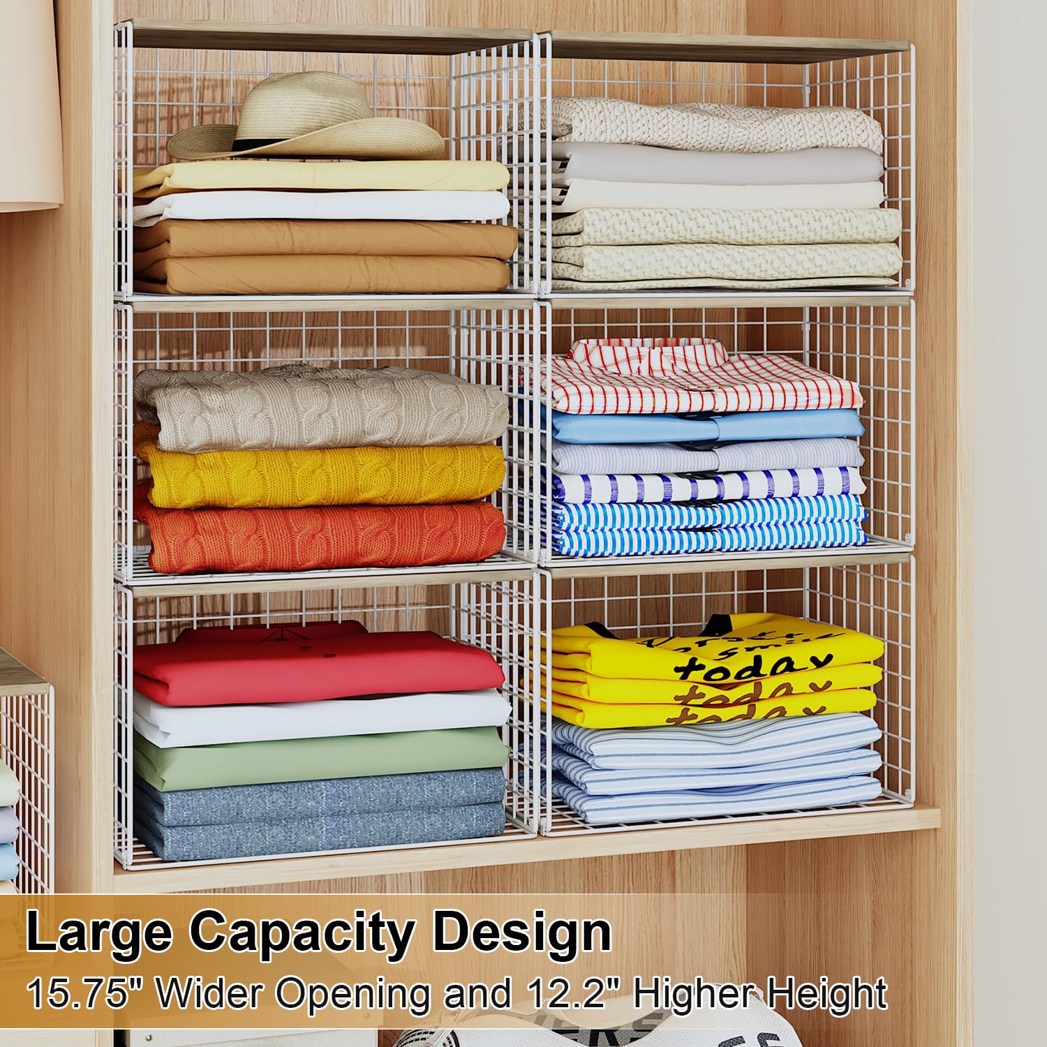 Cidaziya sturdy metal wire and wood construction offers durable storage.