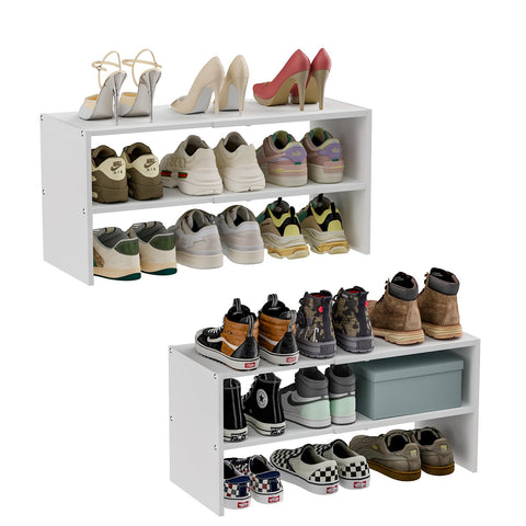 Cidaziya two-tier shoe rack extended length fits tight closets while organizing multiple pairs efficiently.