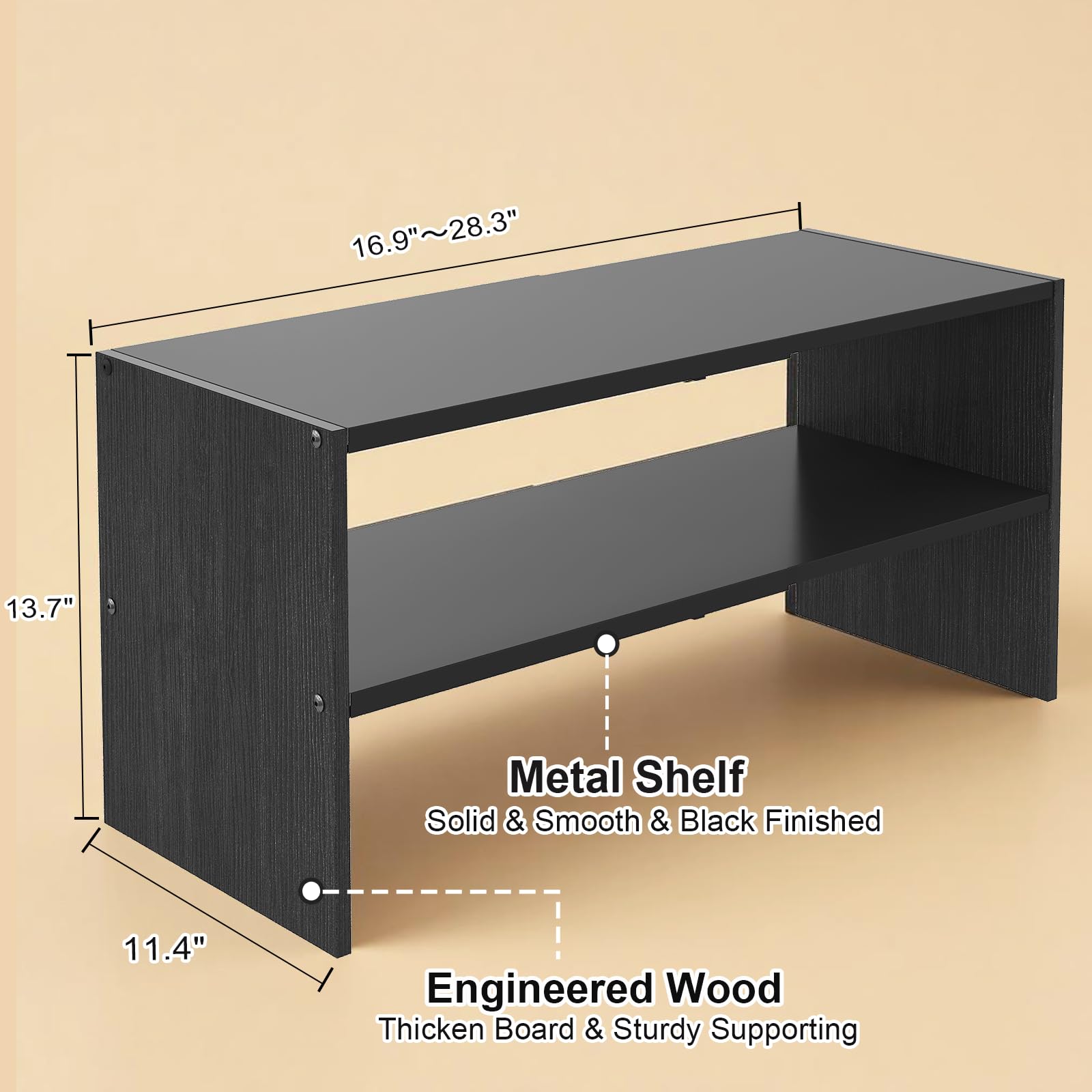 Cidaziya two-tier shelf assembled demonstrates sturdy metal-wood construction