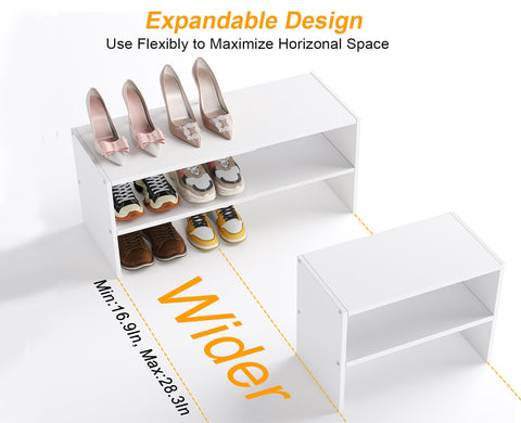 Cidaziya white shoe rack 2-tier assembly detail emphasizes sturdy joints.