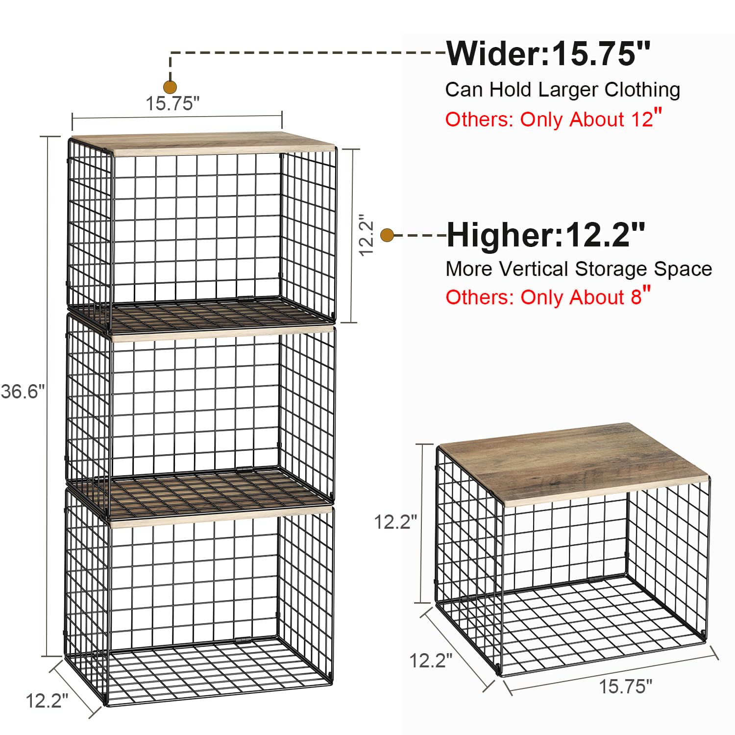 Cidaziya widened opening 15.75-inch closet shelf for bulky garments.