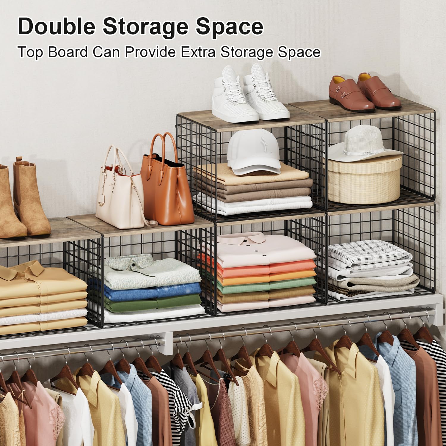 Cidaziya Wider Closet Organizers Stackable design maximizes space.