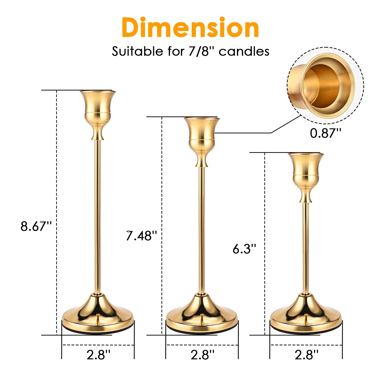 Cieex three-height brass taper candle holders for versatile table styling.