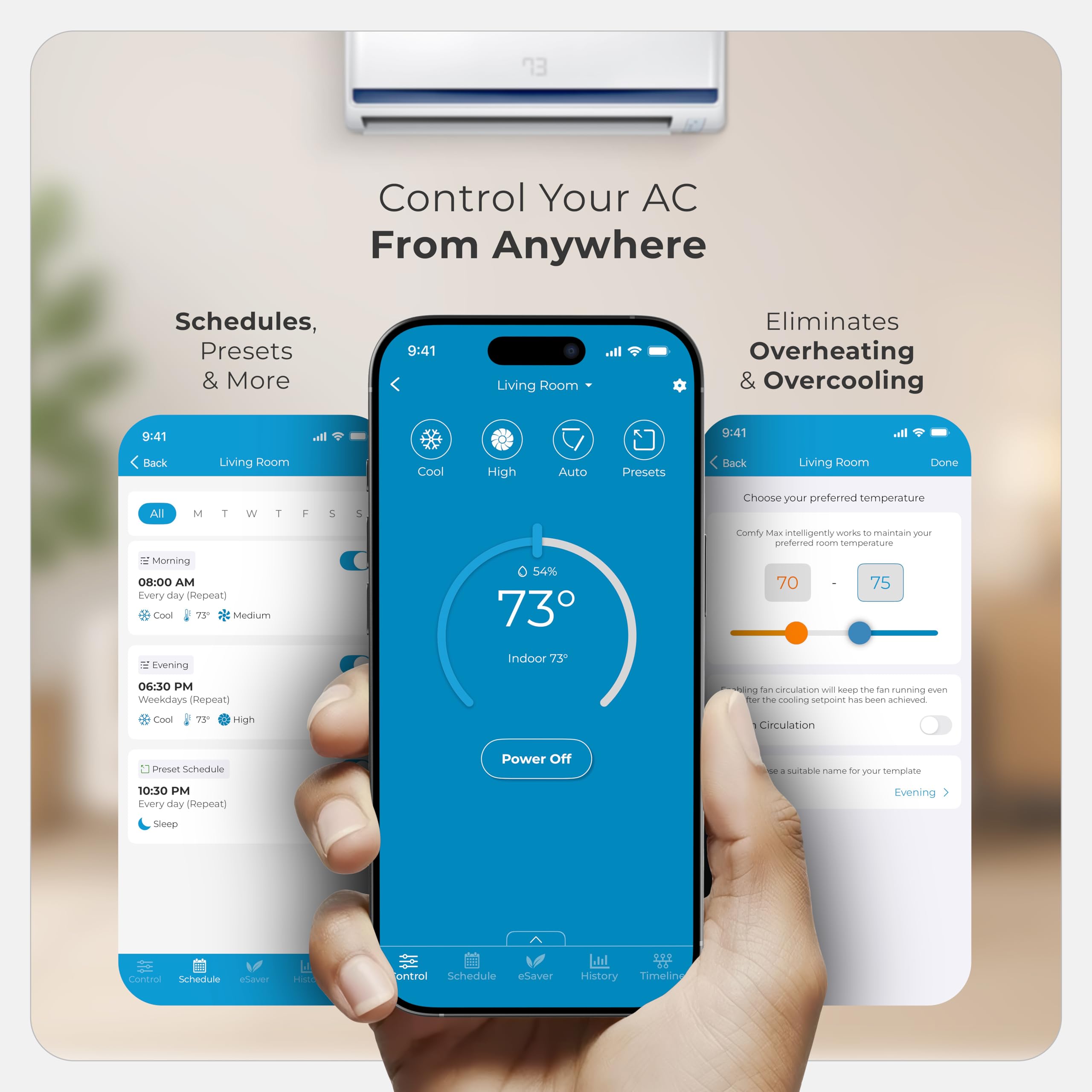 Breez Max multi-zone control synchronizes indoor units for consistent operation.