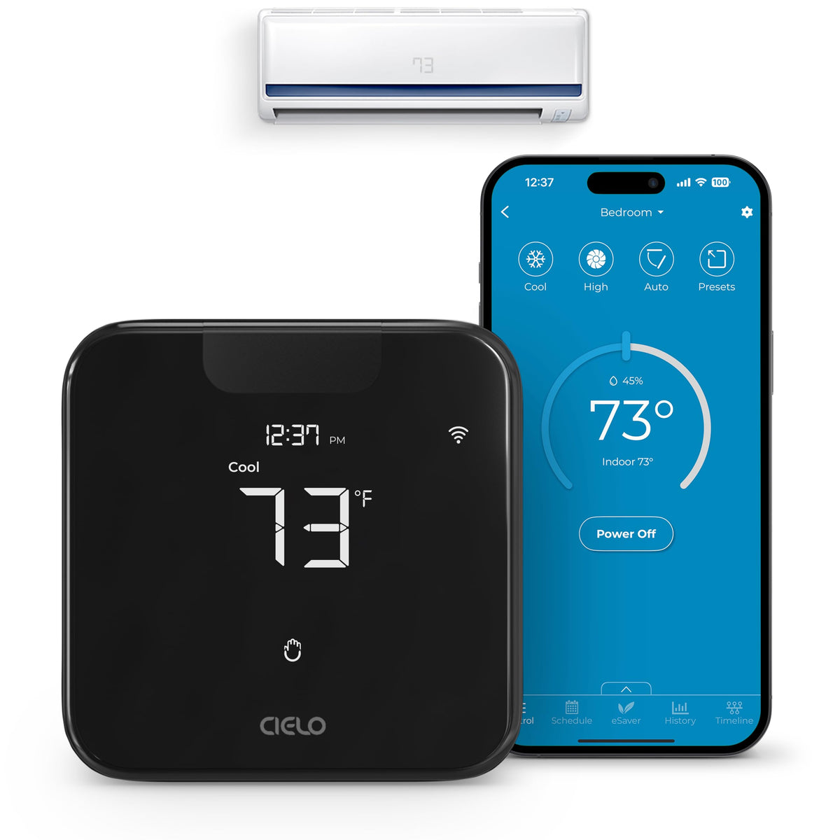 Cielo Breez Breez Max setup screen demonstrates universal compatibility and easy pairing.