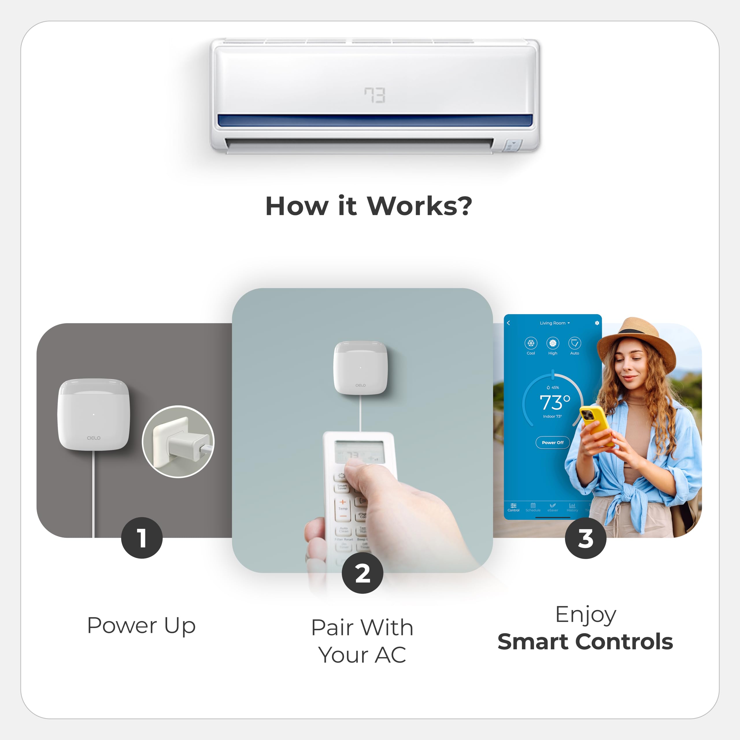 Cielo Breez Lite compact design fits discreetly on any shelf.