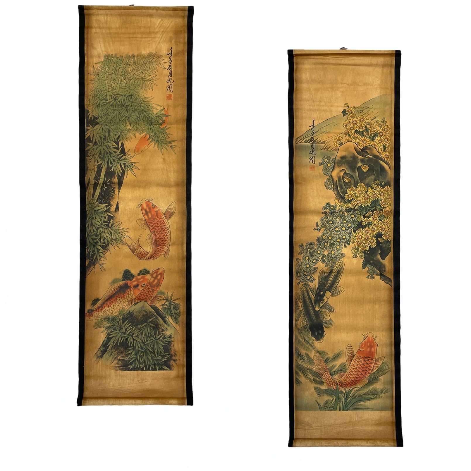 CIFIBIFUN koi fish winter wall scroll brings serene, calm seasonal vibes