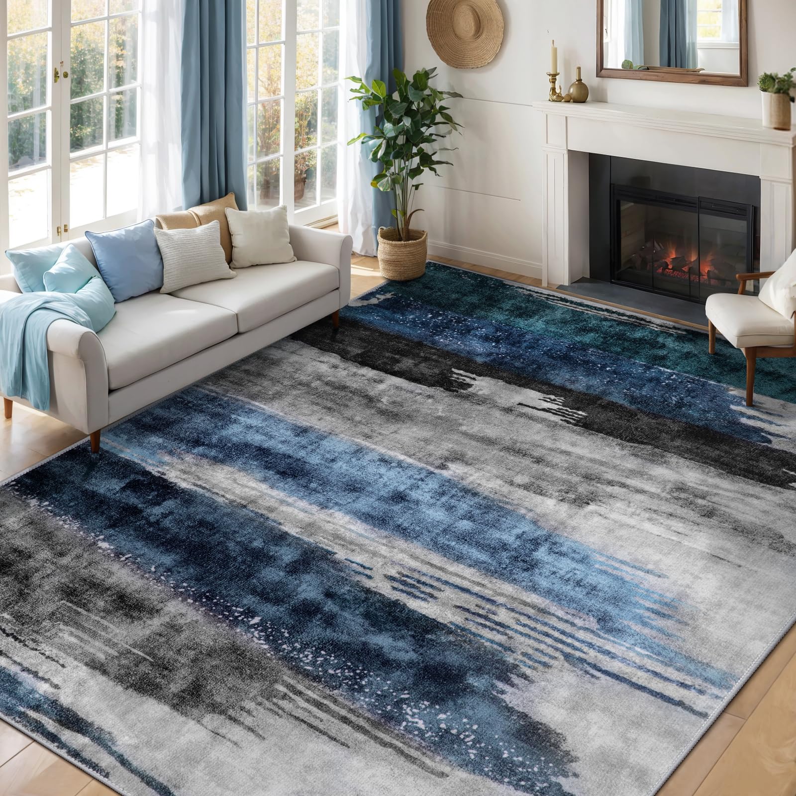 Ciicool rug navy grey pattern highlighting contemporary abstract design