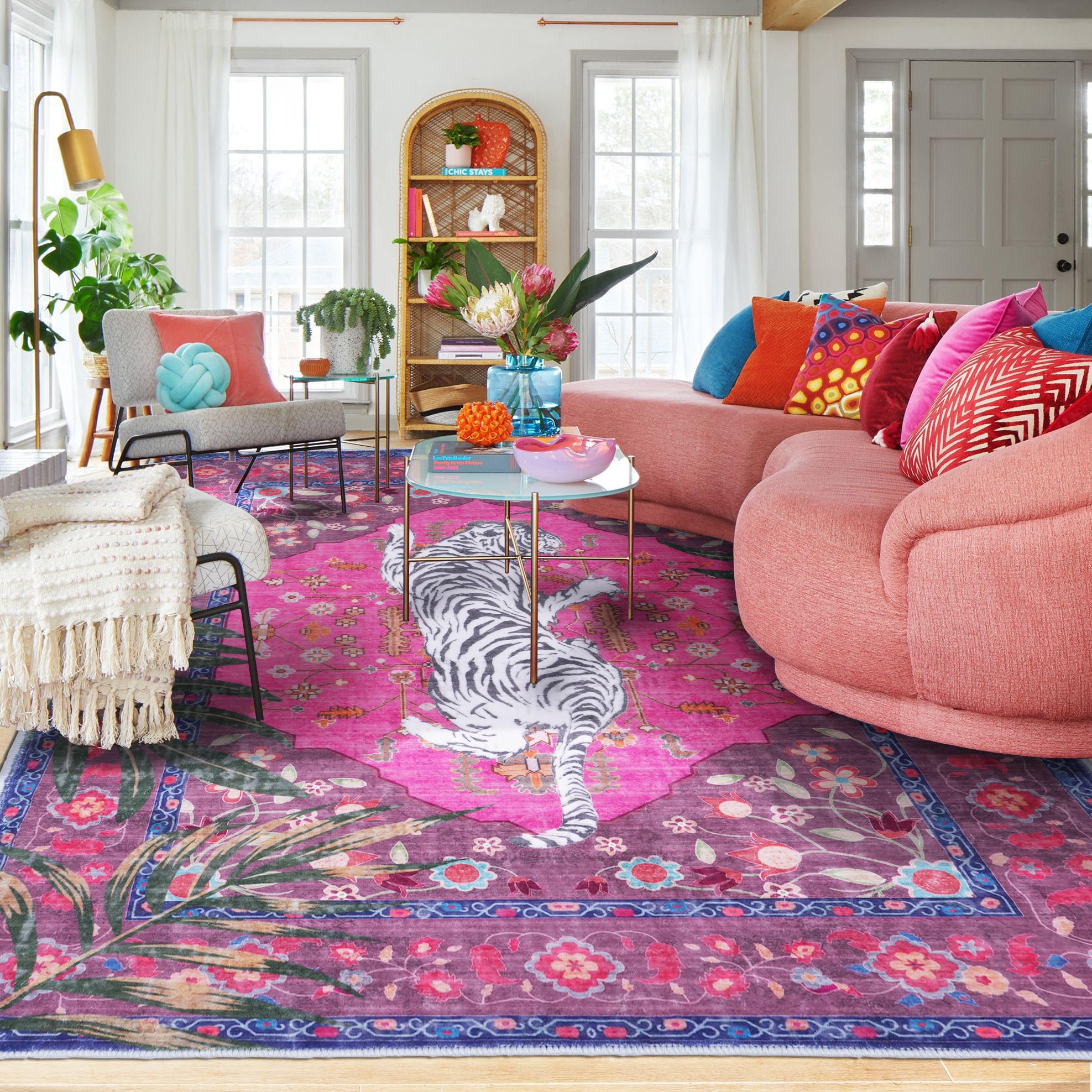 CILEPMID leopard rug hot pink 5x7 ft adds bold focal point to living spaces