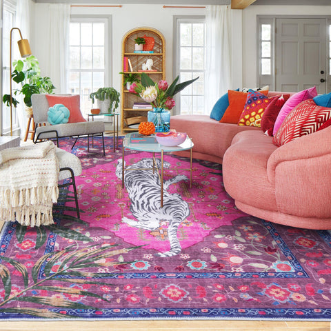 CILEPMID leopard rug hot pink 5x7 ft adds bold focal point to living spaces