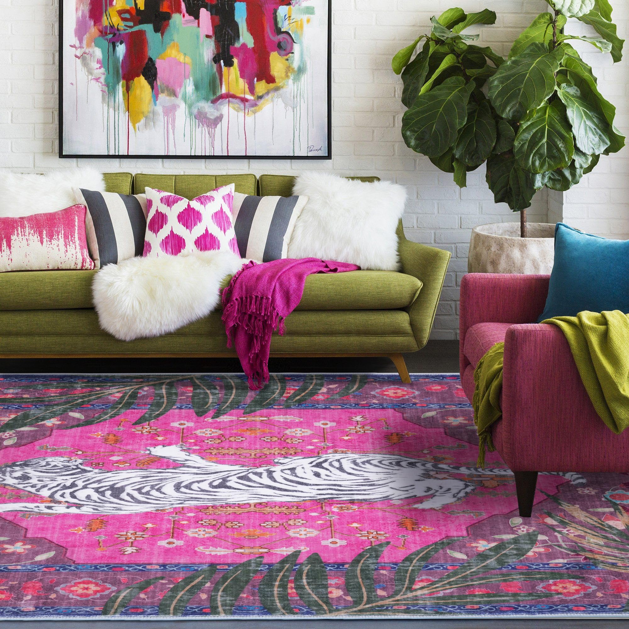 CILEPMID leopard rug in living room setup enhances warmth and drama