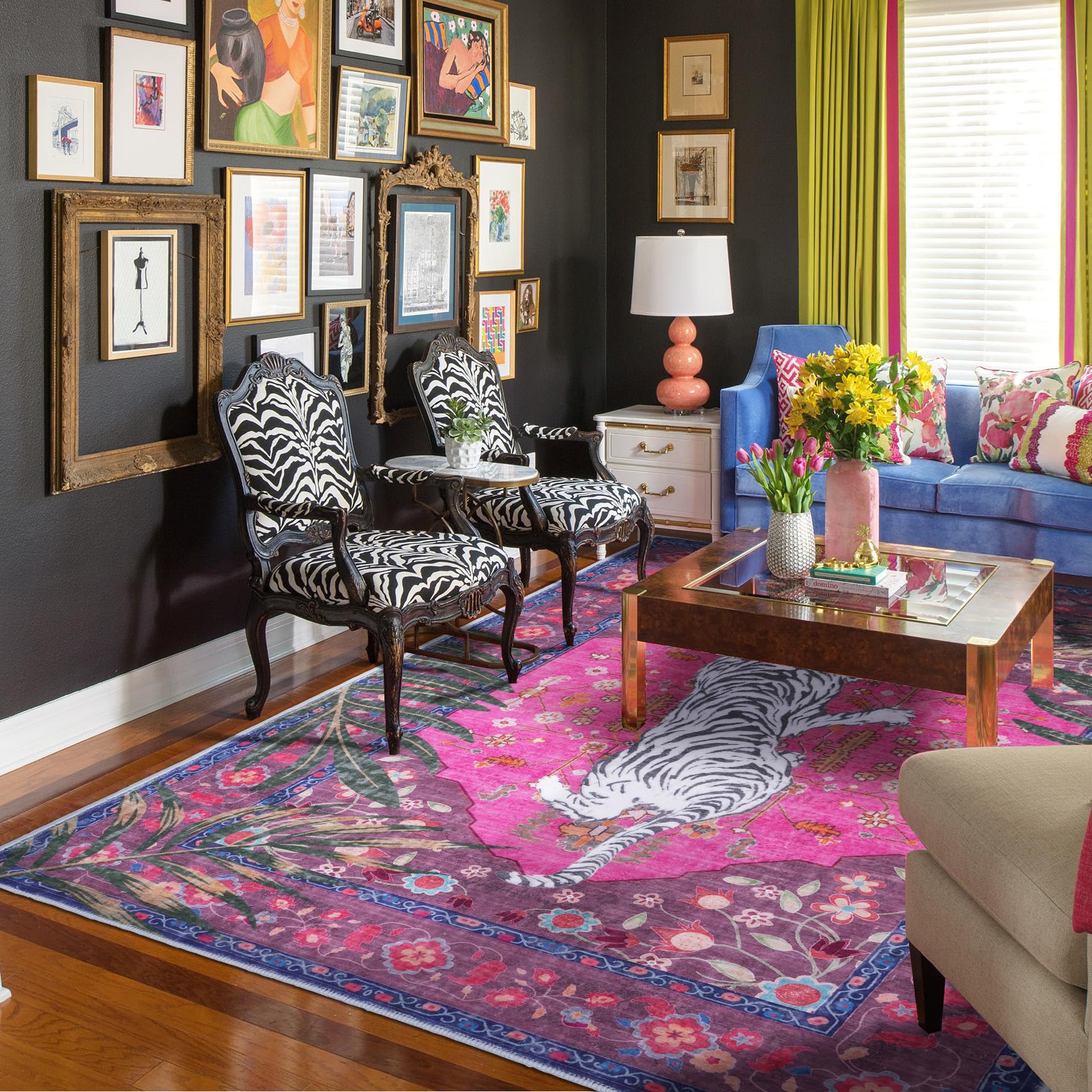 CILEPMID leopard rug vintage magenta closeup shows plush texture