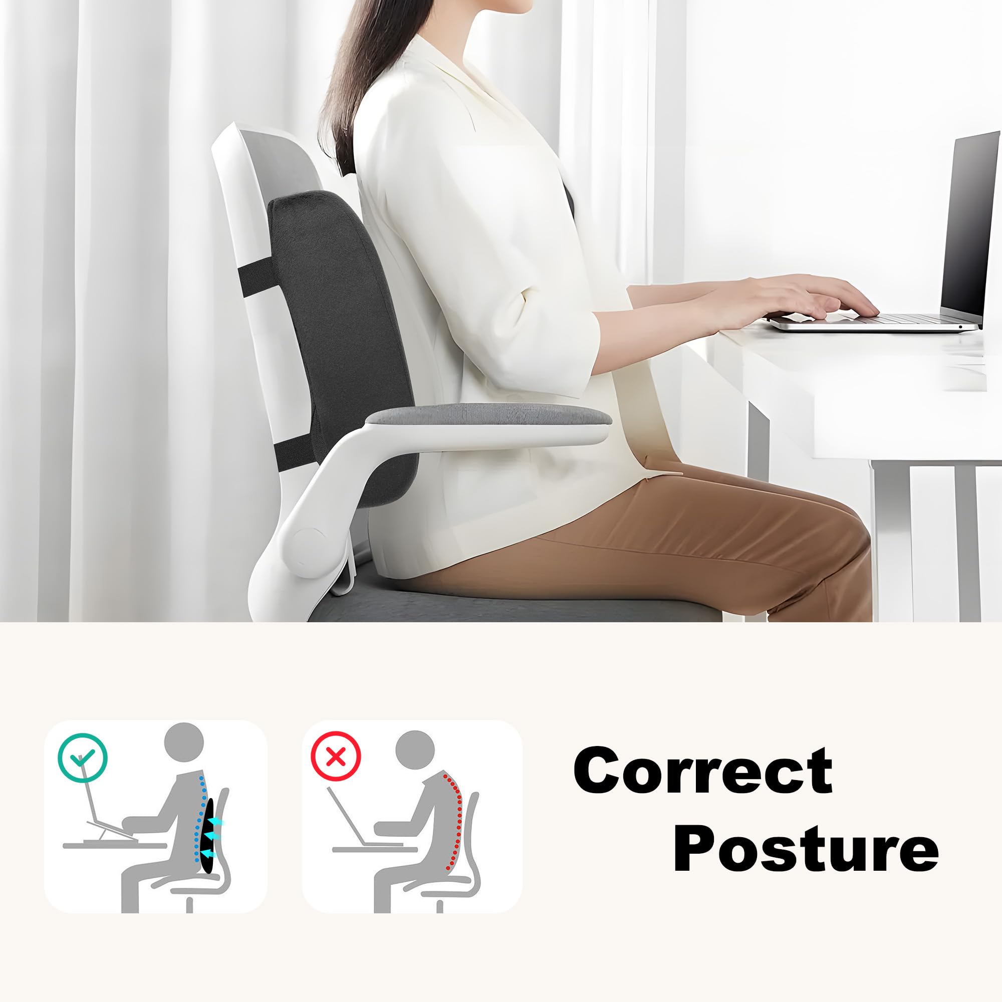 CILI versatile back support fits desks, sofas, and travel seats