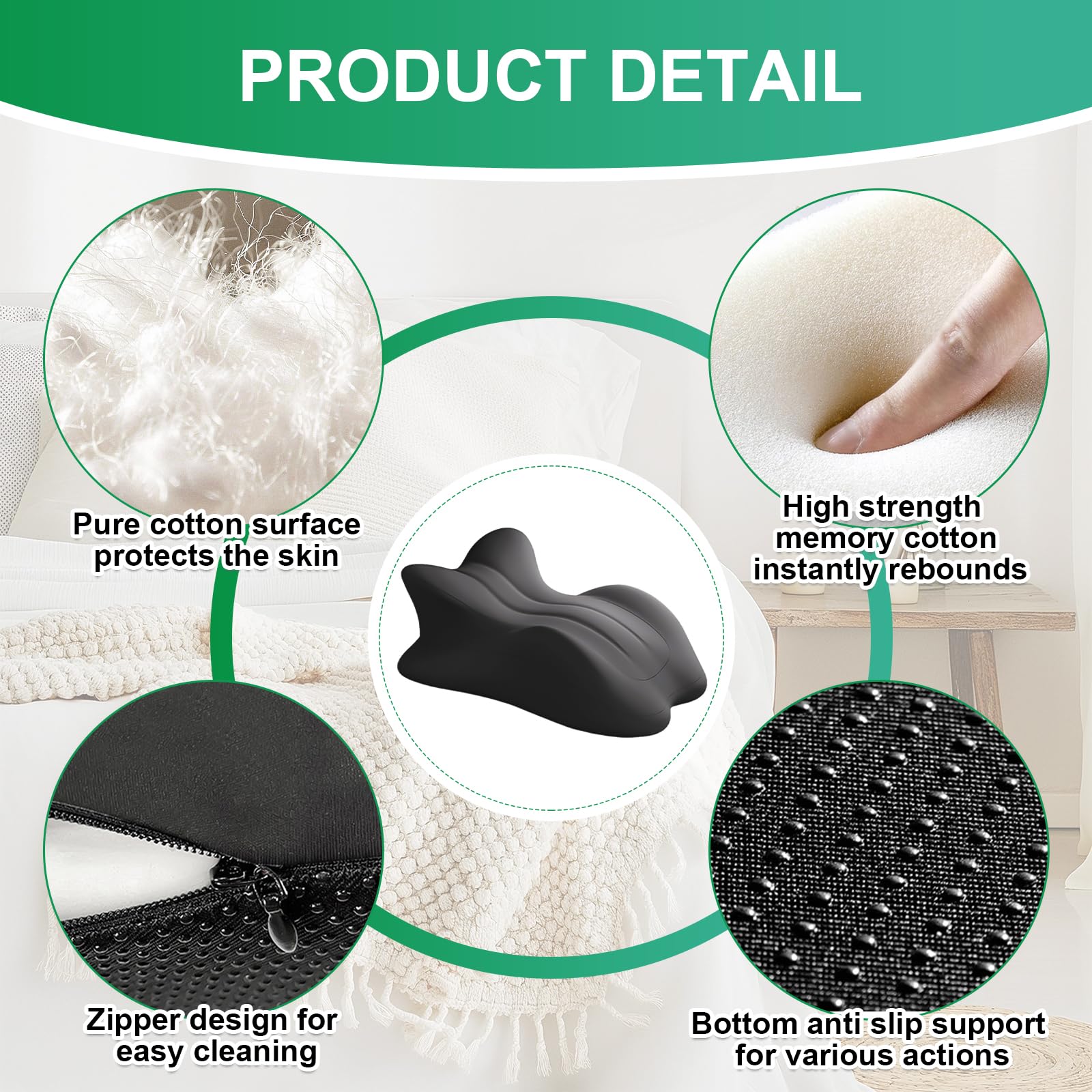 Cililave ergonomic zones with chin-neck groove for proper alignment and posture.
