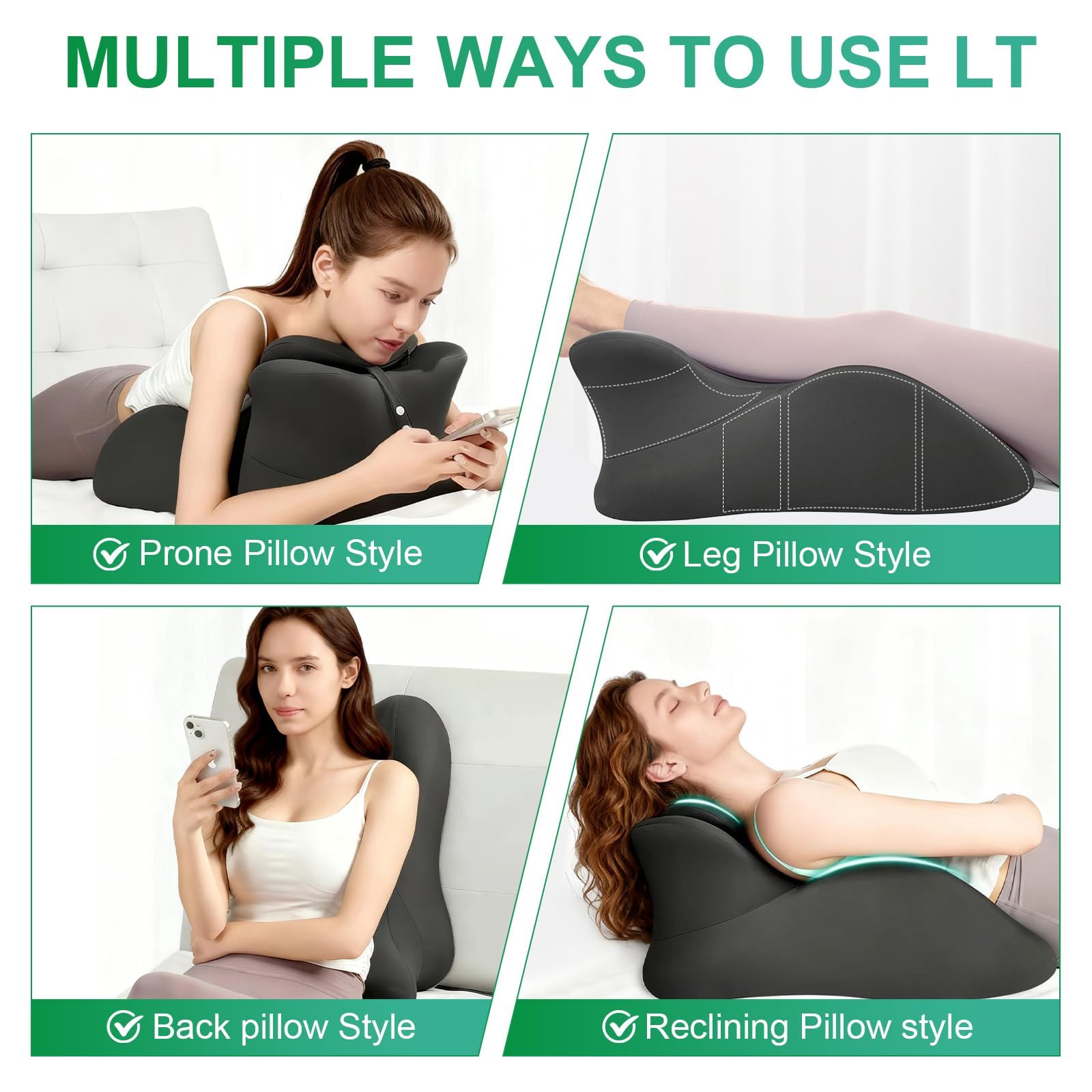 Cililave pillow folded for compact seating support.