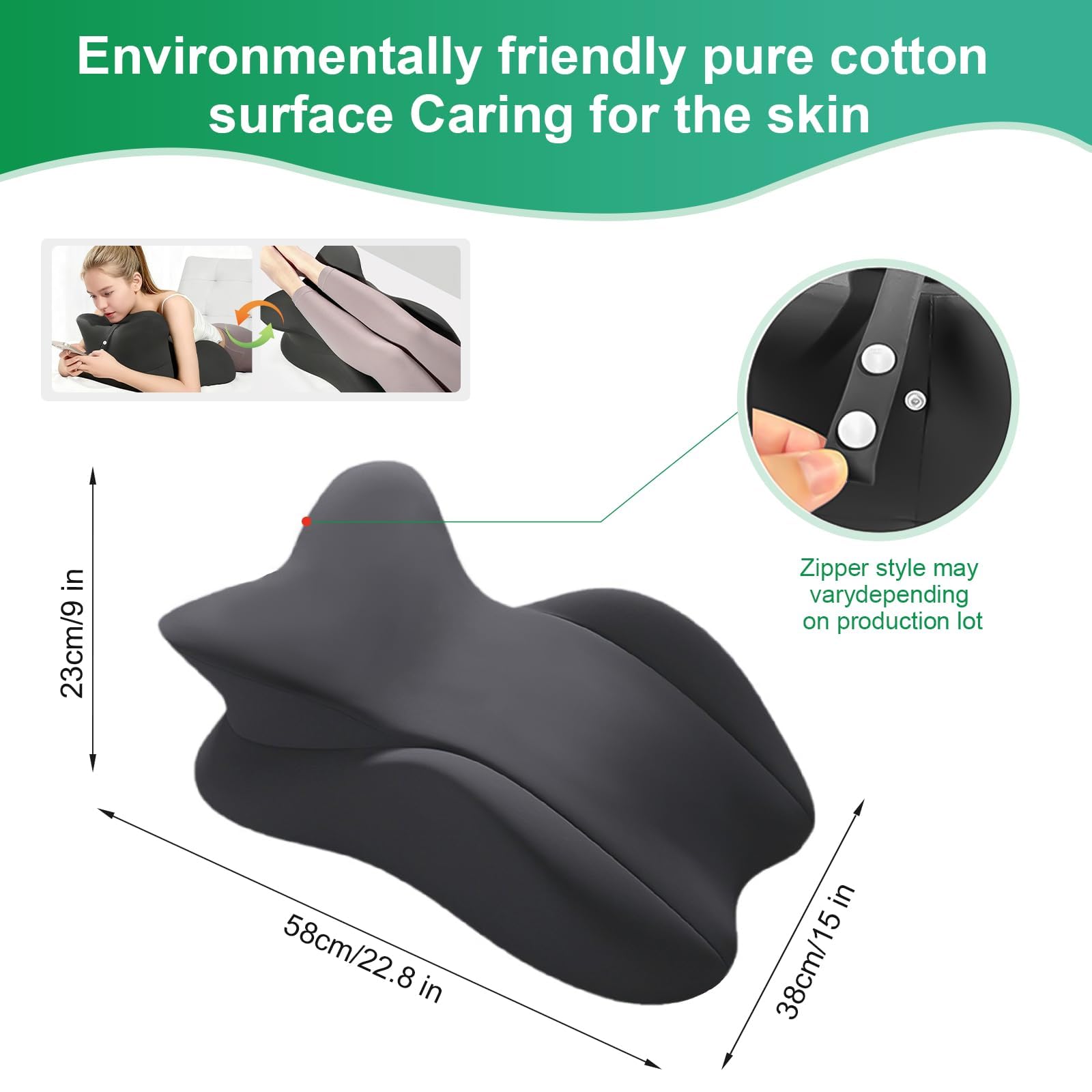 Cililave memory foam ergonomic pillow side view highlights angle for neck alignment.