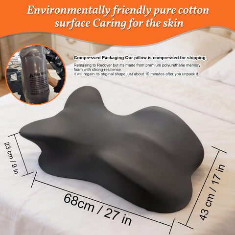 Cililave prone-reading pillow with contoured zones supports head and spine.