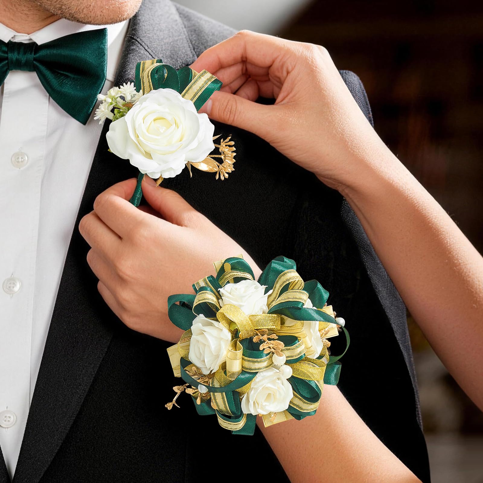 Cilimnas ivory rose boutonniere closeup for coordinated formal wear