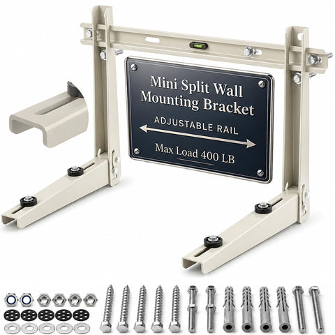 CILVICC heavy-duty bracket securing an outdoor mini split against wind and weather