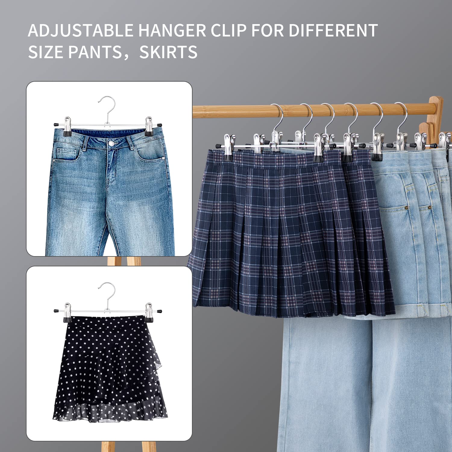 CIMLORD multi-use hangers hold jeans, shorts, scarves, and more in one set.