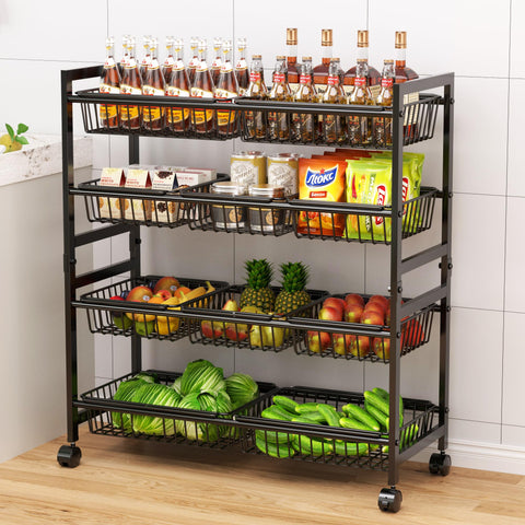 Cinati 4-Tier Snack Cart side view showing accessible baskets and layout