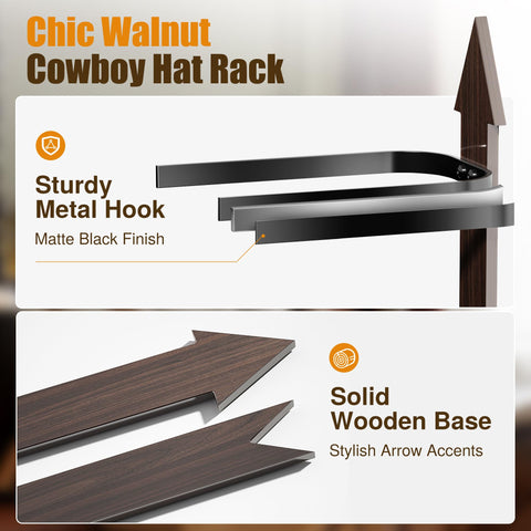 Cinati hat rack stores hats upside down to protect brims.