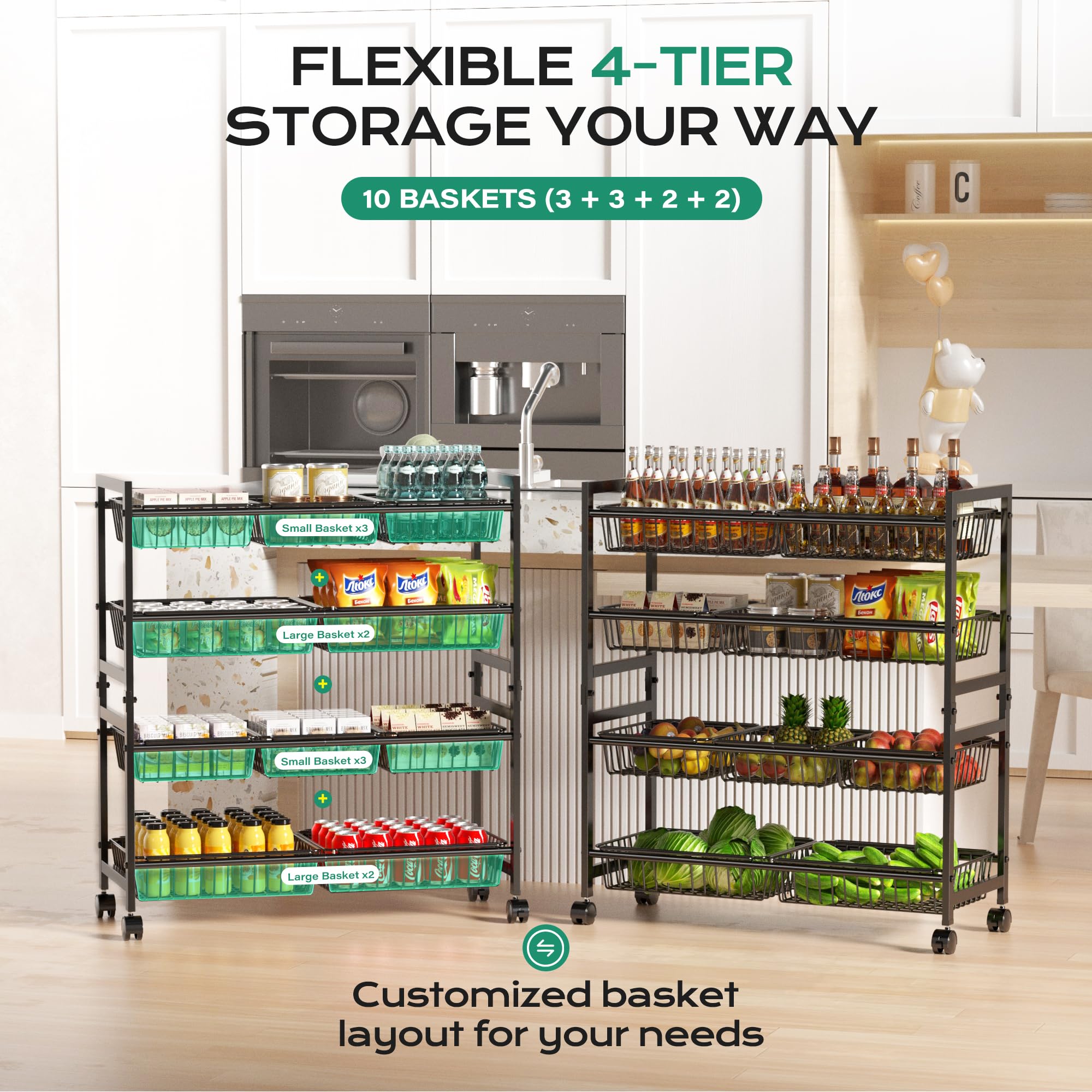 Cinati cart with lockable brakes keeps items stable during use