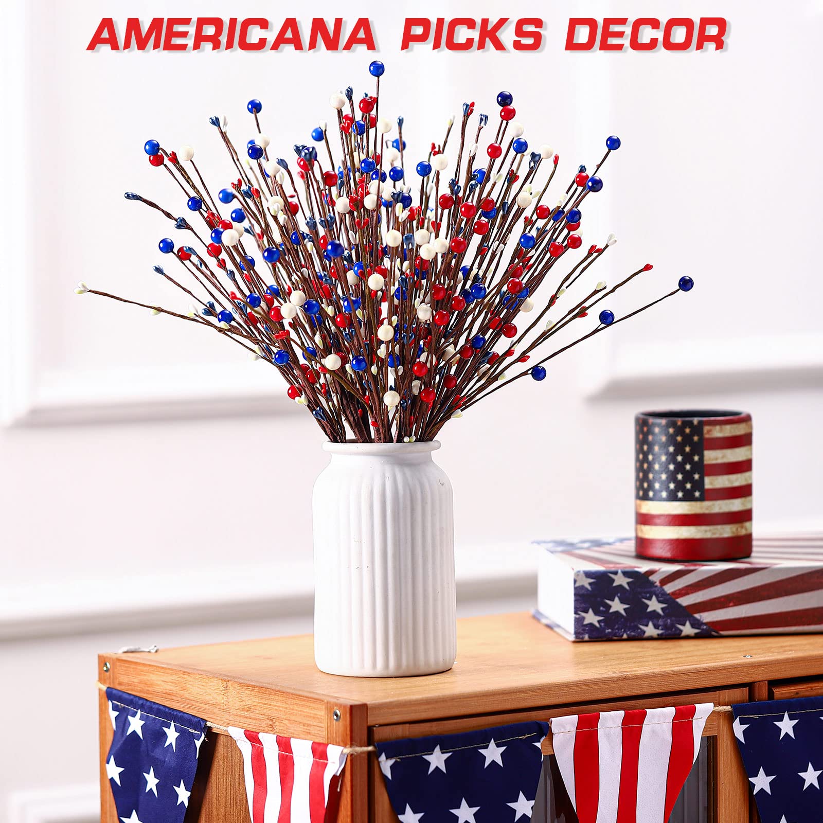 Cindeer independence day berry stem bundle enhances seasonal bouquets and centerpieces.