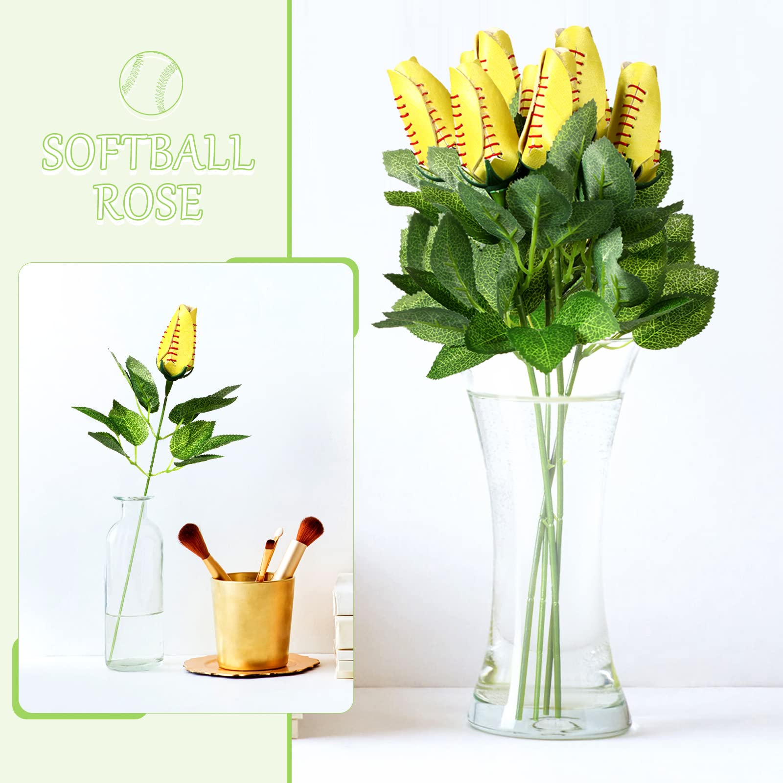 Cindeer softball rose decor suitable for tables, desks, and shelves.