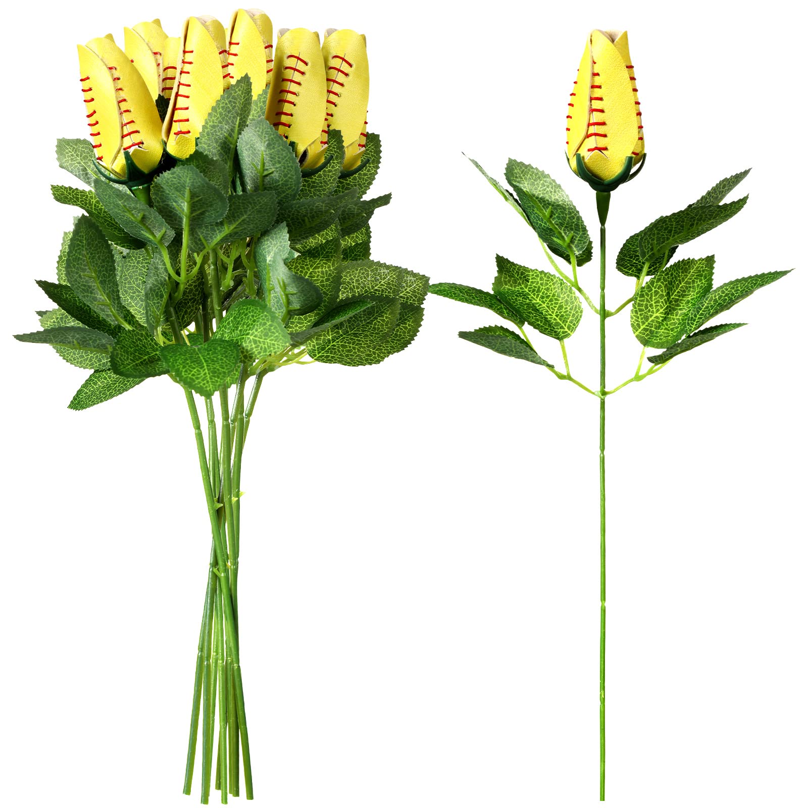 Cindeer softball rose bouquet, 8 pieces, vibrant display for home or games.