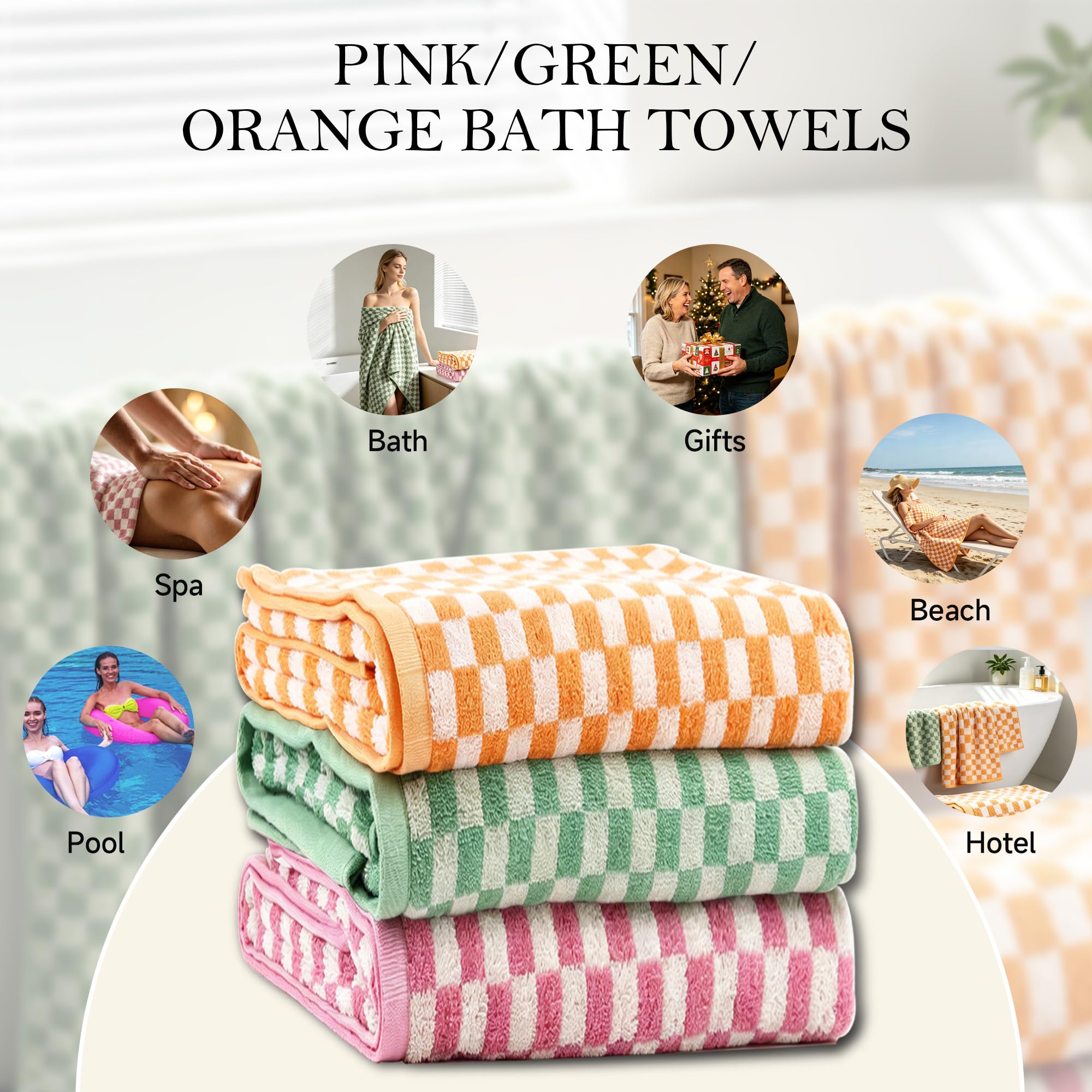 CinGiiCo towels shown in bathroom and travel contexts for versatile use.
