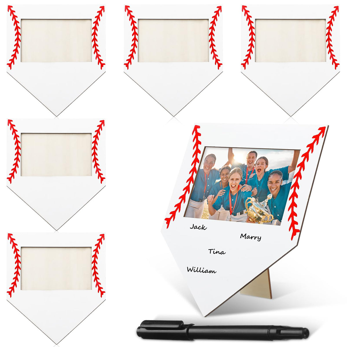 Cinnvoice baseball photo frame 6-pack ready for desk display and memories.