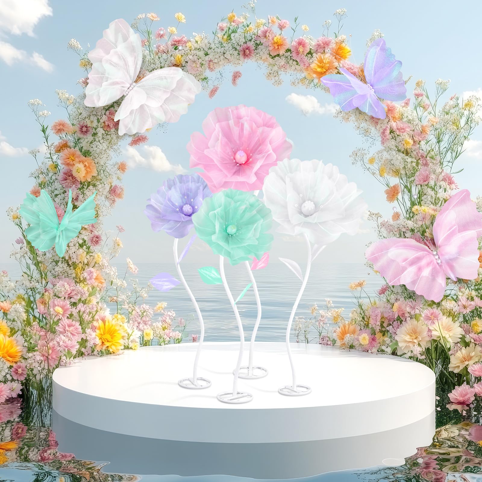 Cinnvoice 20-inch purple butterfly flower decor adds vibrant color to events.