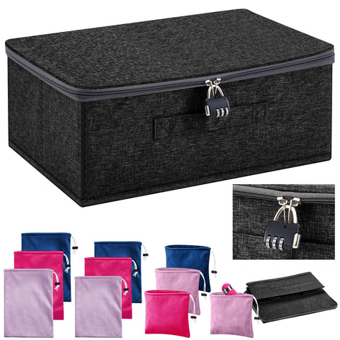 Cinnvoice lockable toy bag box front view for discreet storage on the go.