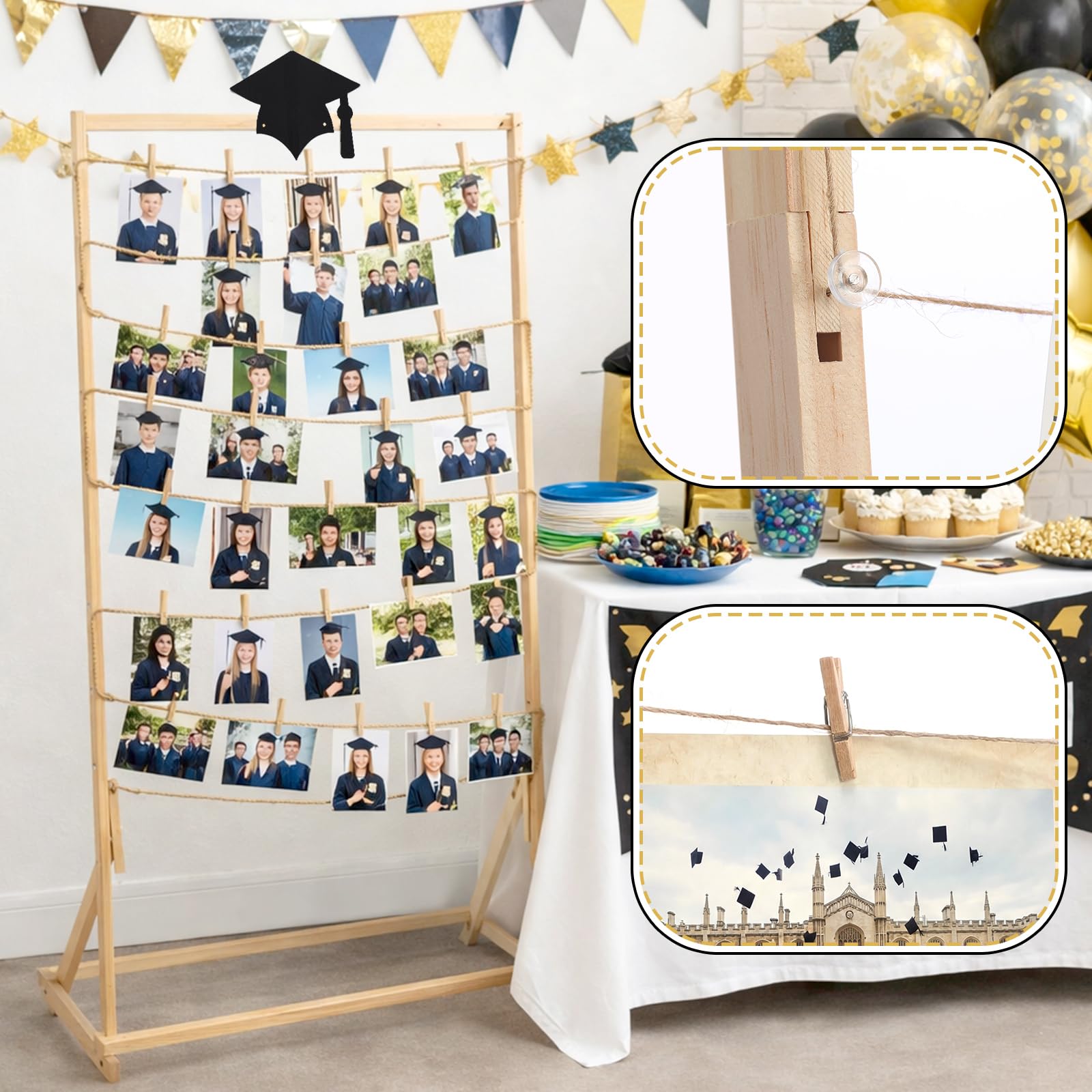 Cinnvoice 100 wooden clips for quick, stable photo arrangements.