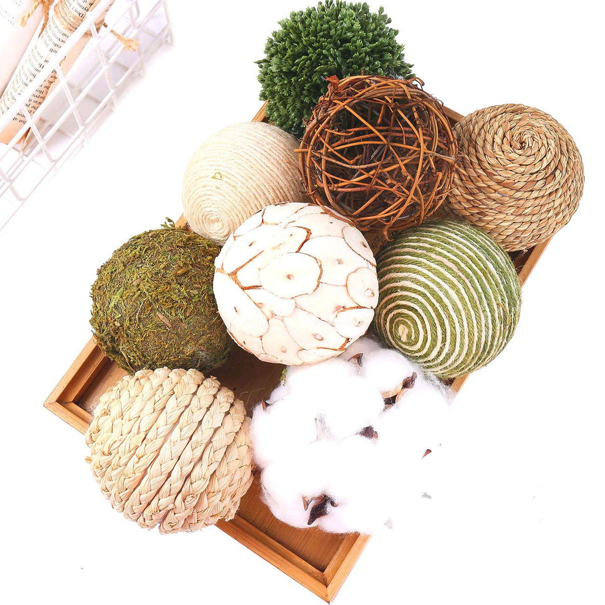 Cir Oases 9pcs 3-5inch decorative balls for bowls or vases with natural texture