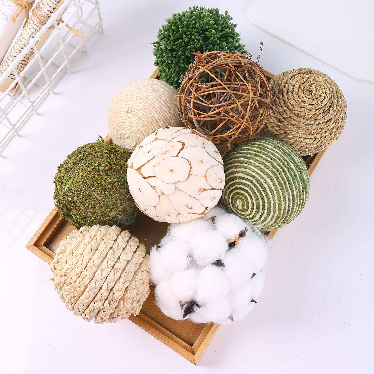 Cir Oases DIY craft centerpieces using woven balls in natural hues