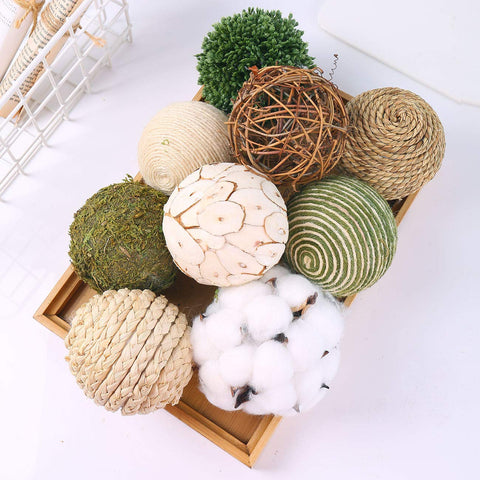 Cir Oases DIY craft centerpieces using woven balls in natural hues