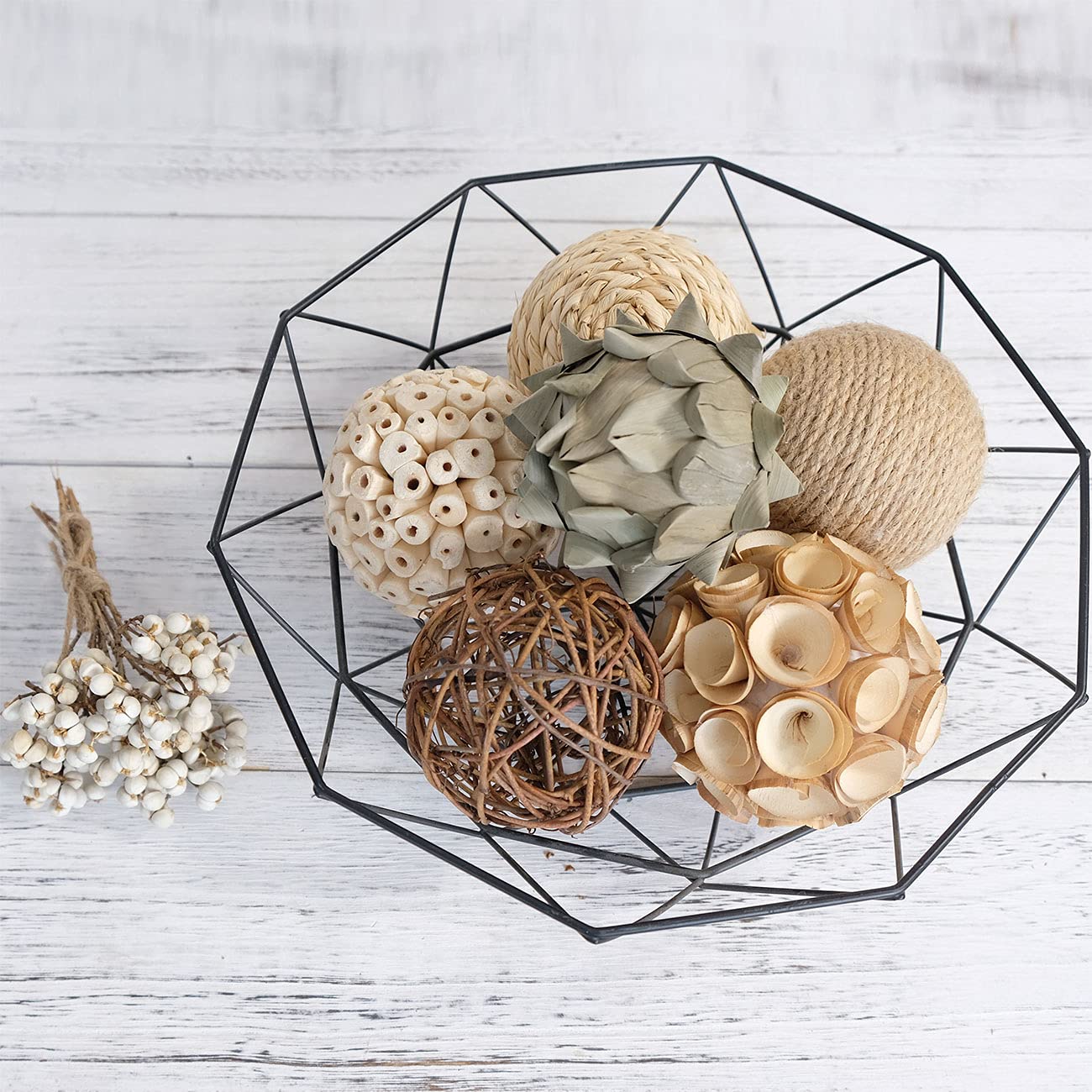 CIR OASES hemp rope ball adds tactile warmth for shelves.
