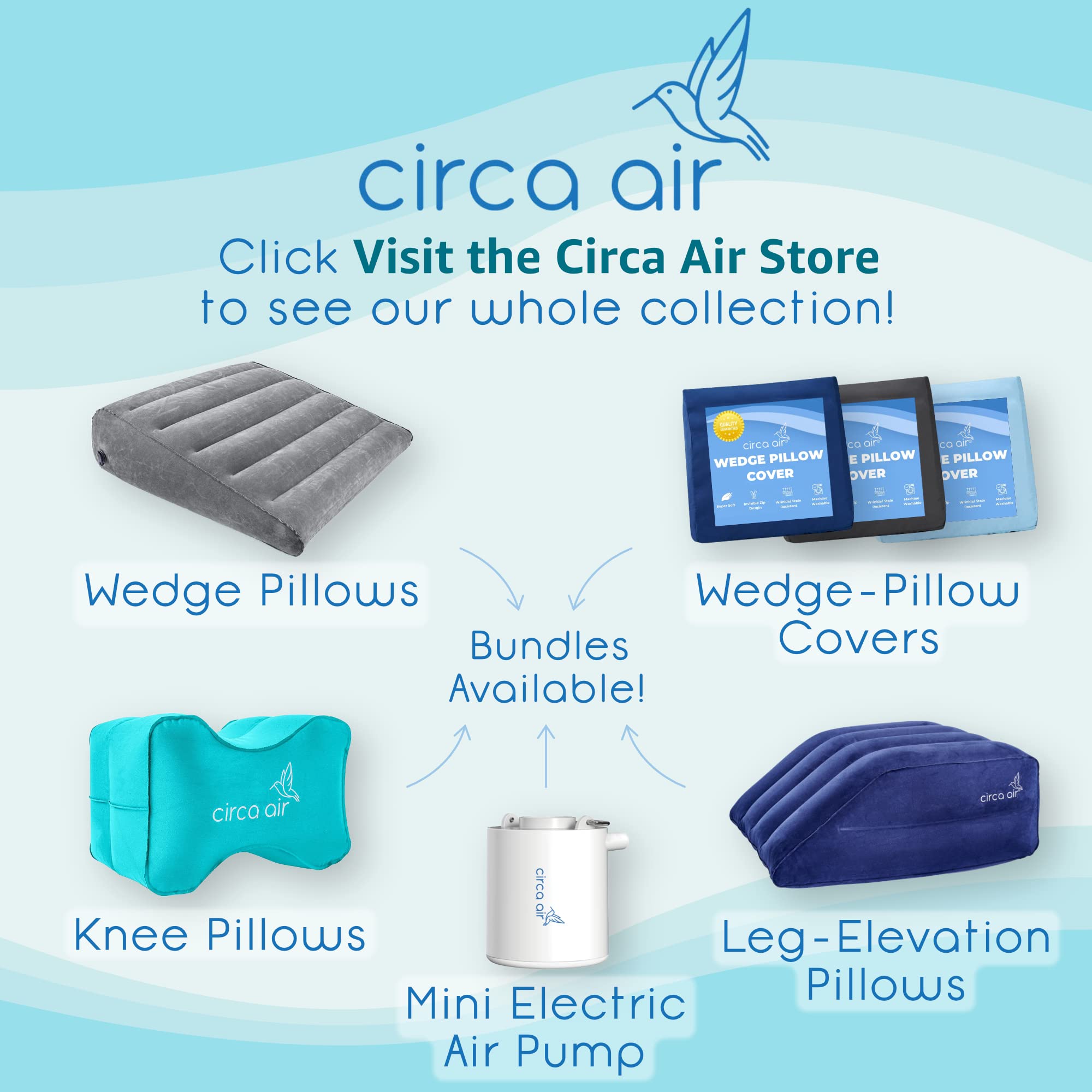 Circa Air compact folded knee pillow illustrating travel size