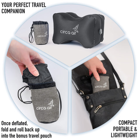 Circa Air knee pillow with push-button valve for quick inflation