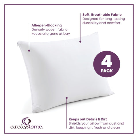 CirclesHome breathable cotton pillow protector keeps pillows cool and comfortable.