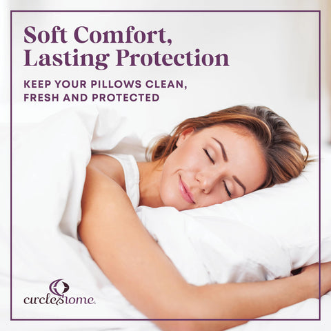 CirclesHome pillow protectors offer feather-proofing for feather-filled pillows.