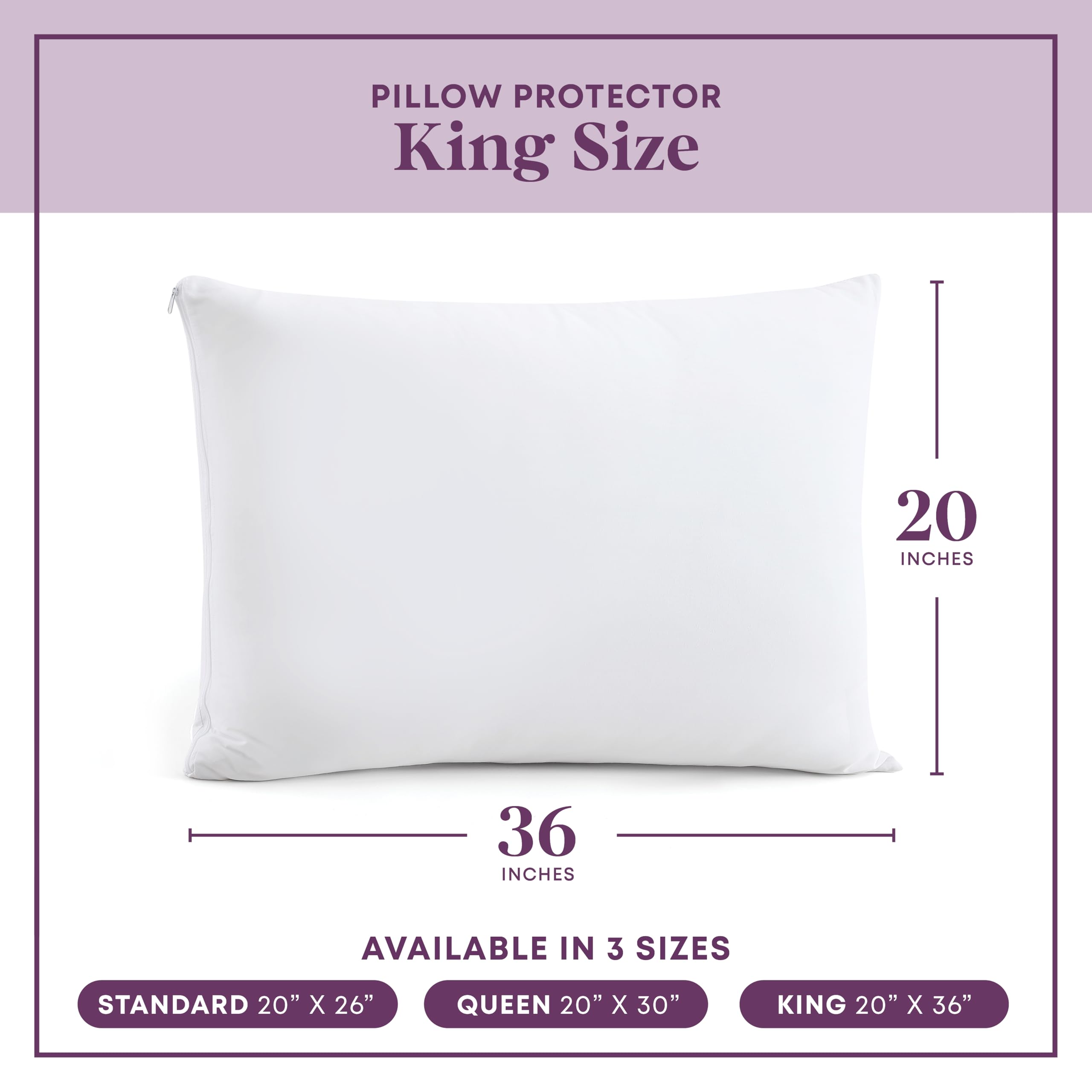 CirclesHome pillow protectors provide a secure zipper and snug fit on king pillows.
