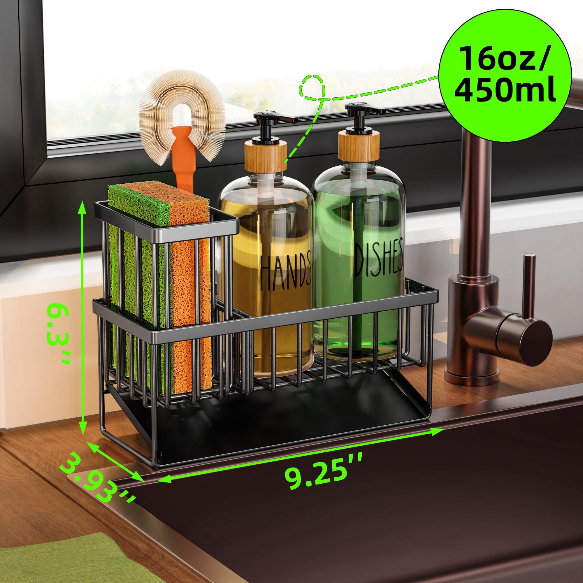 Cisily beveled drain plate directs moisture into the sink to reduce counter mess.