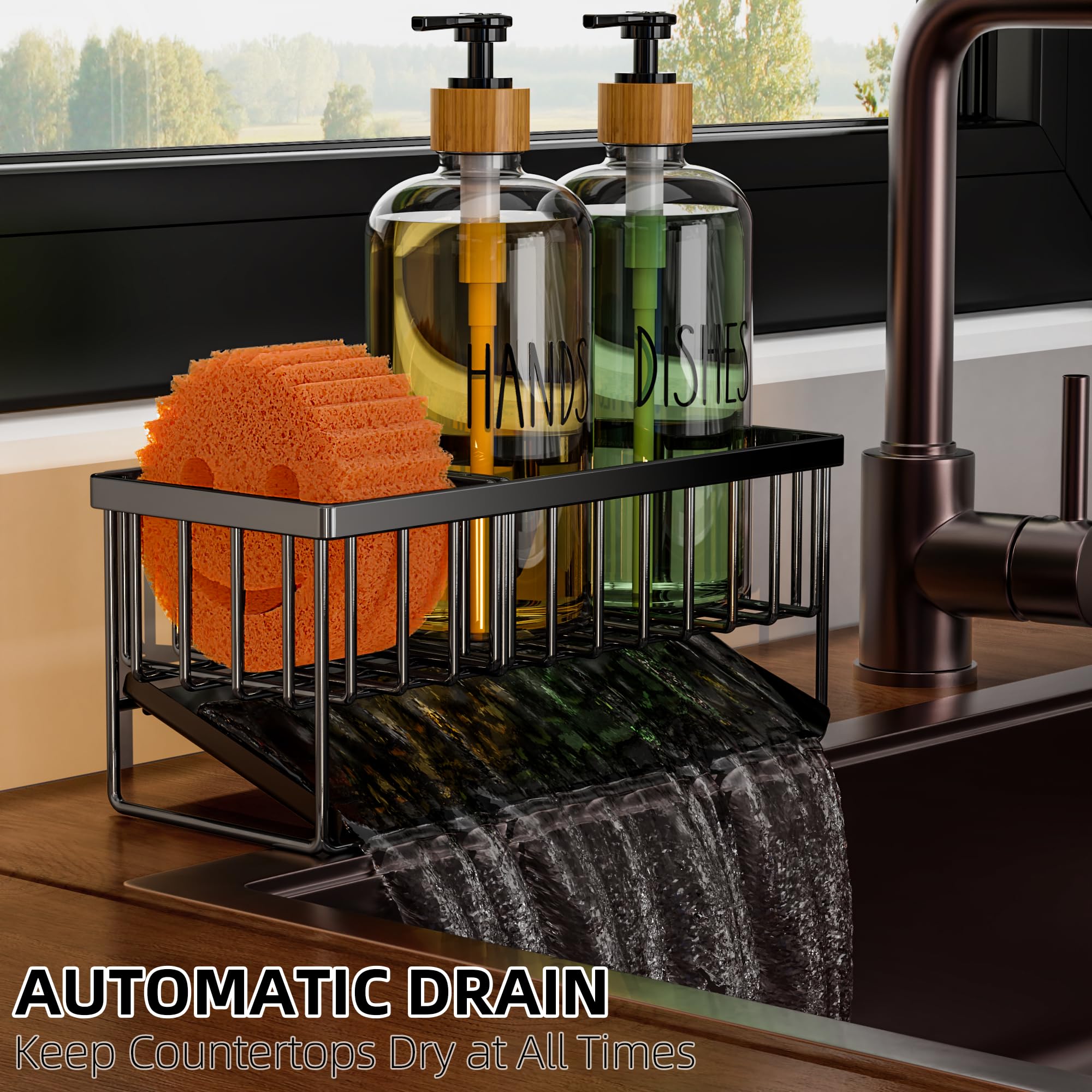 Cisily double bottle set saves counter space with ready soap at hand.
