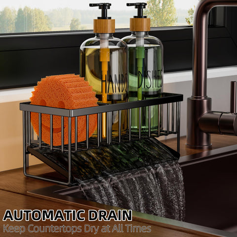 Cisily double bottle set saves counter space with ready soap at hand.