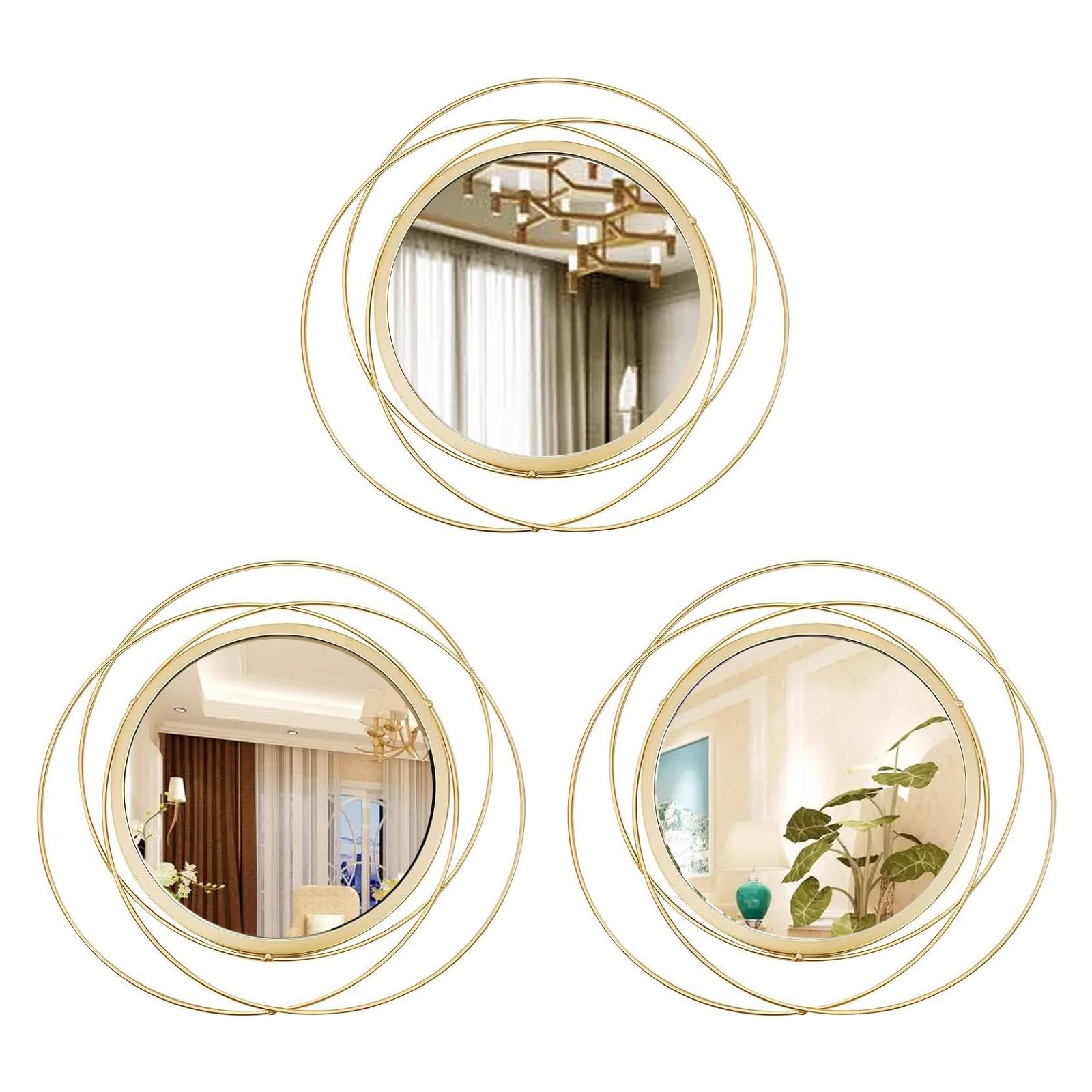 Cityelf 3-set 13-inch gold circle mirrors brighten walls and elevate decor.
