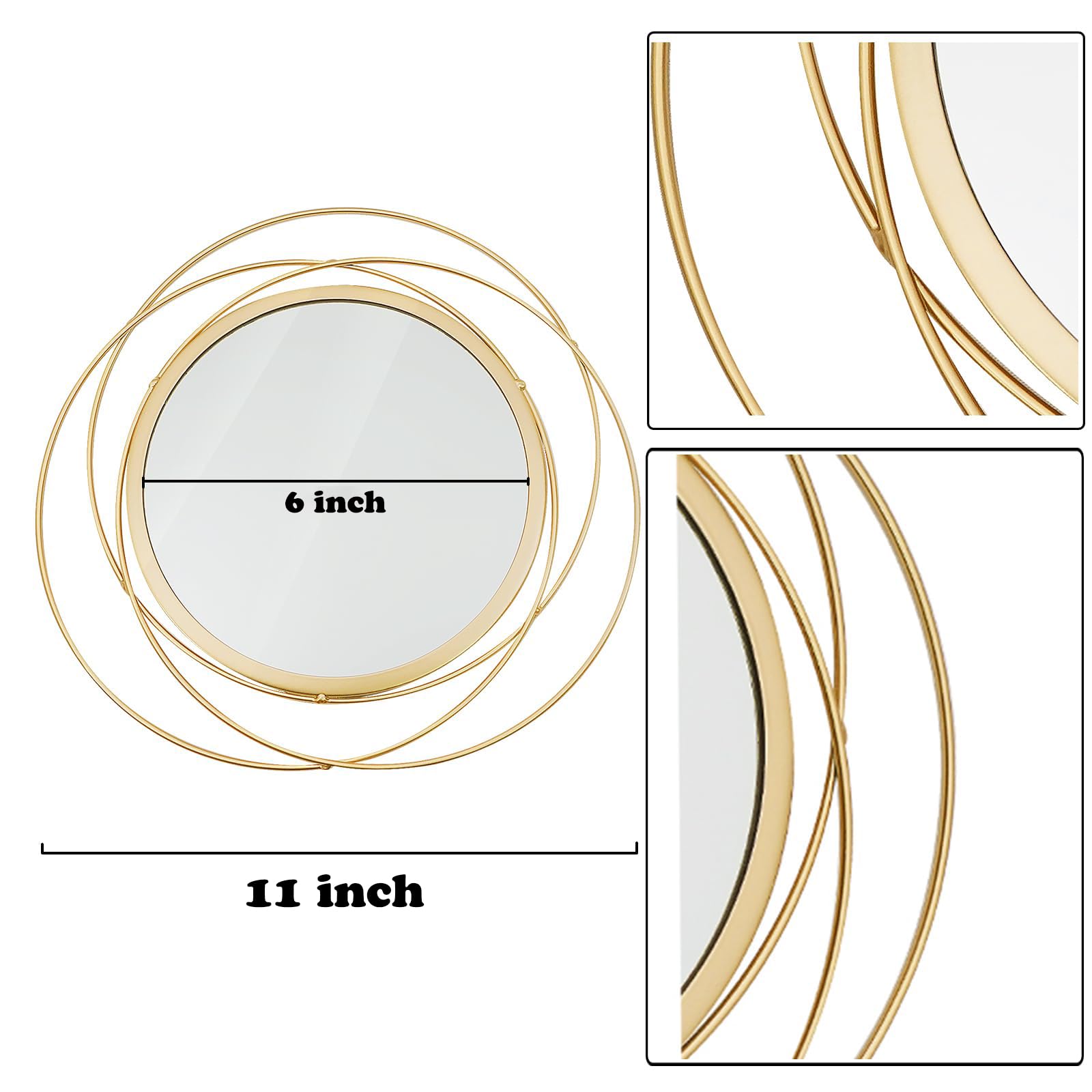 Cityelf circle mirrors pair with art and lighting for focal wall effects.